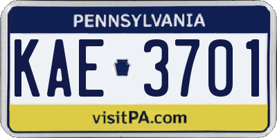 PA license plate KAE3701