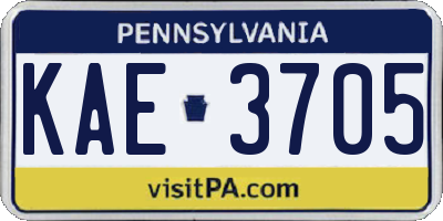 PA license plate KAE3705