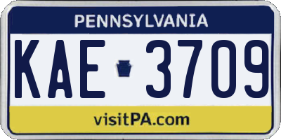 PA license plate KAE3709