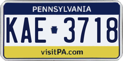 PA license plate KAE3718