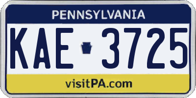 PA license plate KAE3725