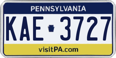 PA license plate KAE3727
