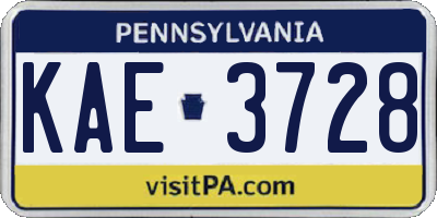PA license plate KAE3728