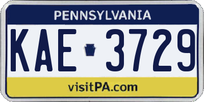 PA license plate KAE3729