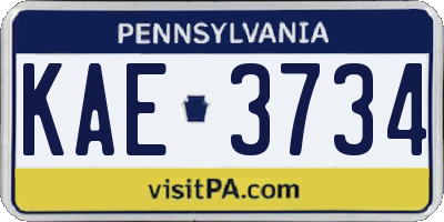 PA license plate KAE3734
