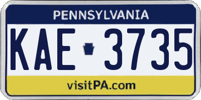 PA license plate KAE3735