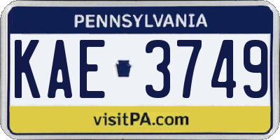 PA license plate KAE3749