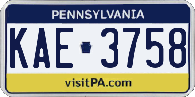 PA license plate KAE3758