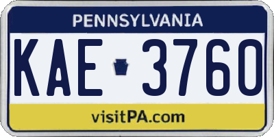 PA license plate KAE3760