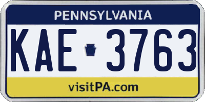 PA license plate KAE3763