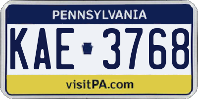 PA license plate KAE3768