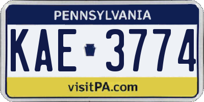 PA license plate KAE3774