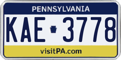 PA license plate KAE3778