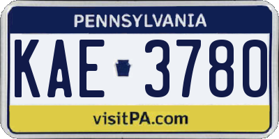 PA license plate KAE3780