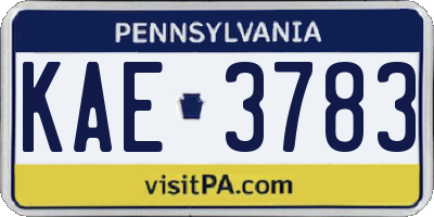 PA license plate KAE3783