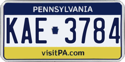 PA license plate KAE3784