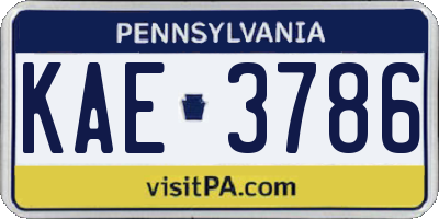 PA license plate KAE3786
