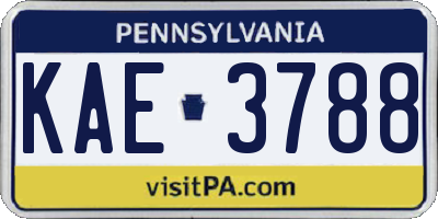 PA license plate KAE3788