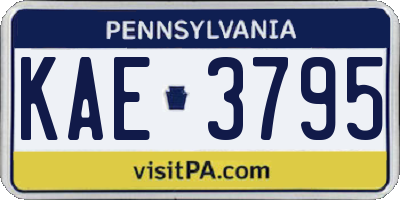 PA license plate KAE3795