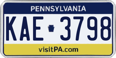 PA license plate KAE3798