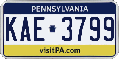 PA license plate KAE3799