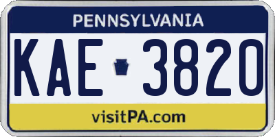 PA license plate KAE3820