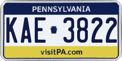PA license plate KAE3822