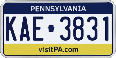 PA license plate KAE3831