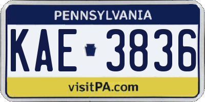 PA license plate KAE3836