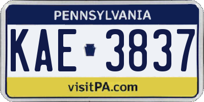PA license plate KAE3837