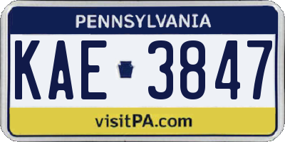 PA license plate KAE3847
