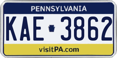 PA license plate KAE3862