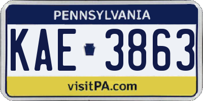PA license plate KAE3863