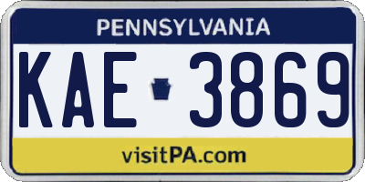 PA license plate KAE3869