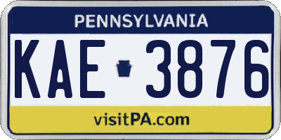 PA license plate KAE3876