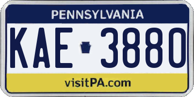 PA license plate KAE3880
