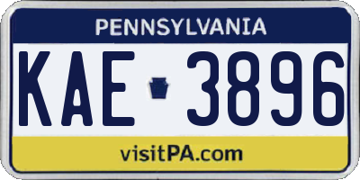 PA license plate KAE3896