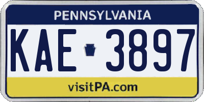 PA license plate KAE3897