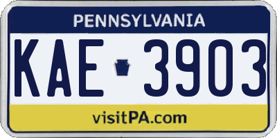 PA license plate KAE3903