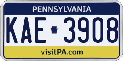 PA license plate KAE3908