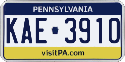 PA license plate KAE3910