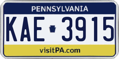 PA license plate KAE3915