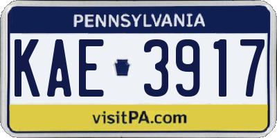 PA license plate KAE3917