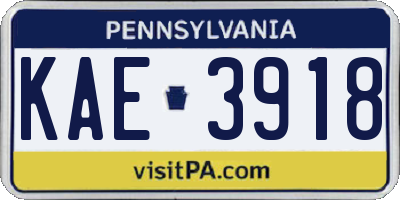 PA license plate KAE3918