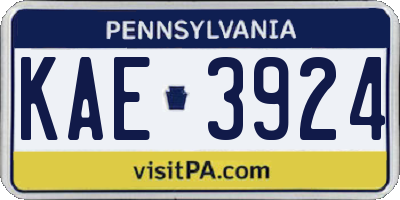 PA license plate KAE3924