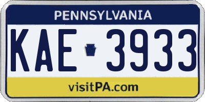 PA license plate KAE3933