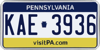 PA license plate KAE3936