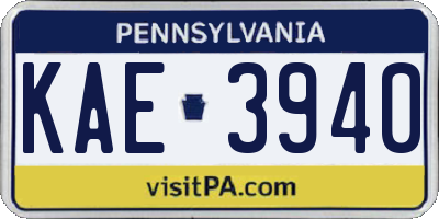 PA license plate KAE3940