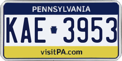 PA license plate KAE3953