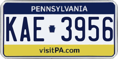 PA license plate KAE3956